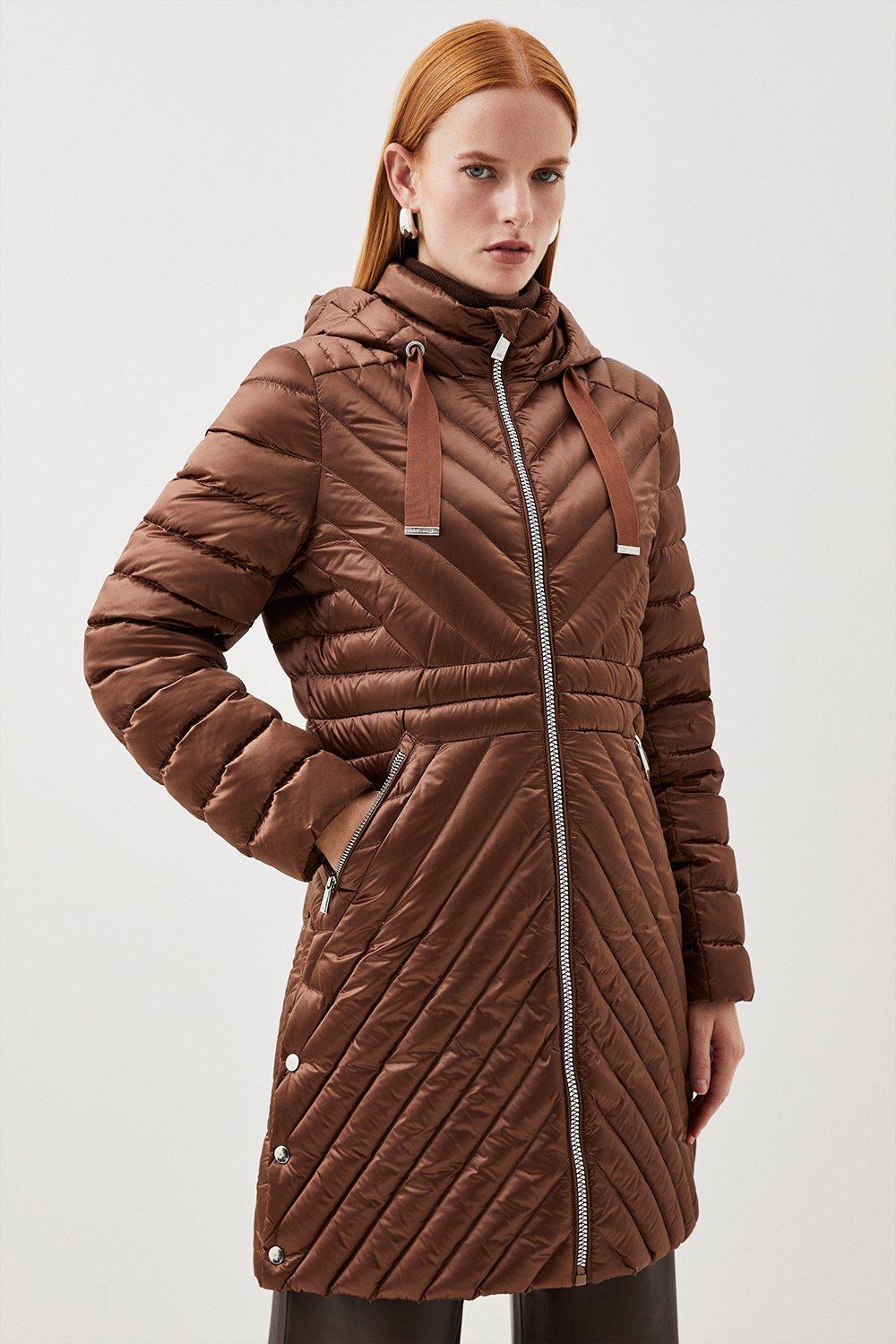 Belted Puffer Faux Fur Midi Length Hooded Coat | Karen Millen